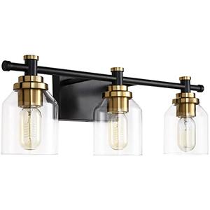 SOLFART Vintage 3-Light Bathroom Vanity Light Over Mirror Globe Vanity Light Fixtures for Bathroom Glass Shade Bath Fixtures 3 Lights