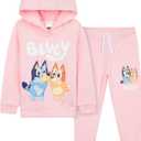 Bluey Girls' Pant Sets, Hoodie and Sweatpants, Cotton Kids Tracksuit - Kids Gift (2-3T, Pink)
