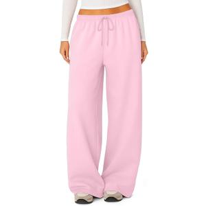 HeSaYep Women's Fleece Lined Sweatpants Winter Warm Wide Leg Sweat Pants Baggy Casual Pants with Pockets (Pink, L)