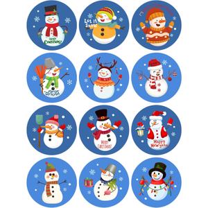 Lucleag Christmas Snowman Stickers for Envelopes, Christmas Winter Stickers for Kids, Round Snowman Sticker Labels for Candy Envelopes Seals Xmas Party Favor Winter Decorations, 360PCS