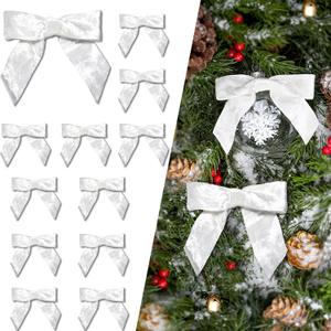 2 x LaRibbons 12 Pack Ivory Velvet Christmas Bows for Gift Wrapping, 4" x 3.74" Decorative Velvet Gift Bows with Twist Tie for Presents, Tree, Wreath & Holiday Decorations