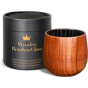 Charred Wooden Bourbon Drinking Glass, Bourbon Gifts for Men - 10 oz Charred Wooden Old Fashioned Glass Whiskey Tumbler | Birthday Whiskey Gifts for Men, Dad or Brother | Original Bourbon Tumbler