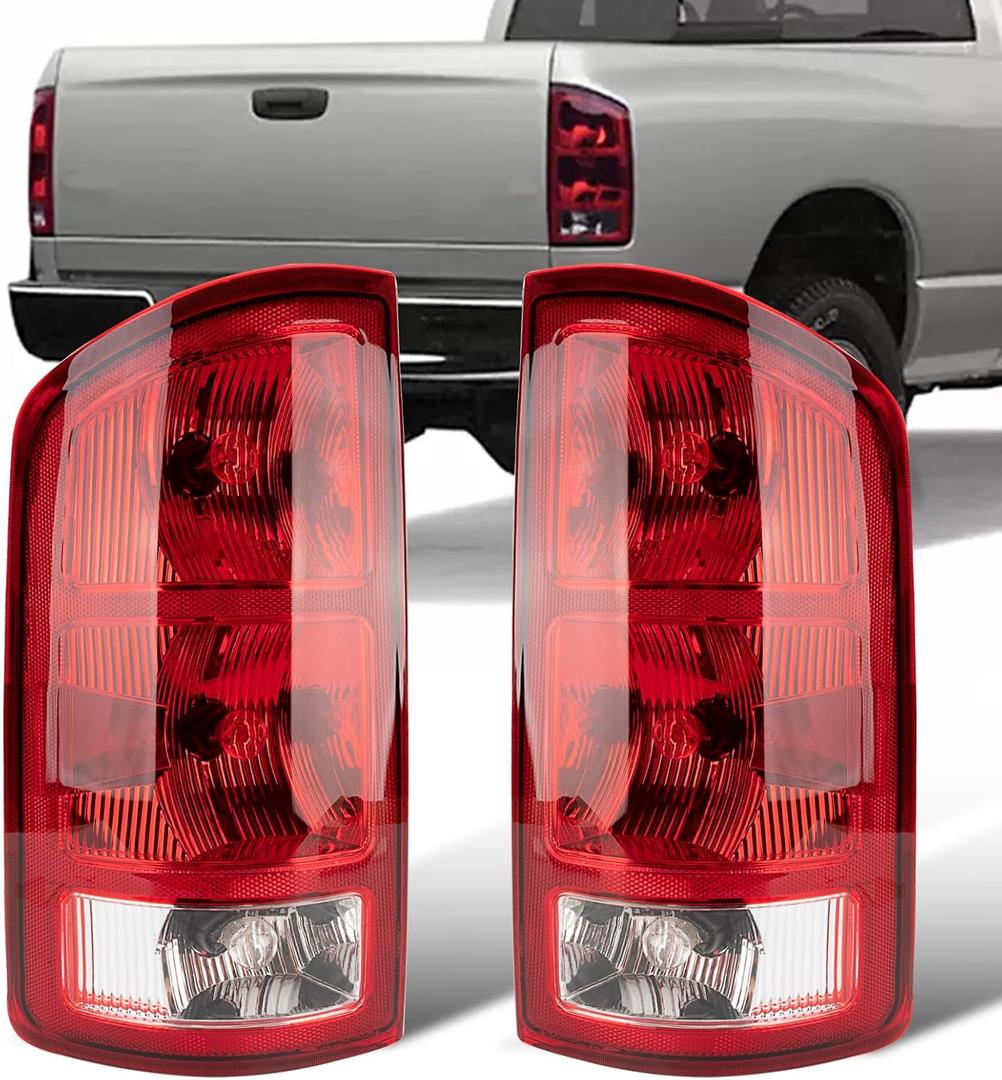 Tail Lights Fit Dodge Ram 1500 2500 3500 2002 2003 2004 2005 2006 Rear Brake Back Up Cover Taillights Lens Assembly Left Driver Right Paeenger Side CH2801165 CH2800165(Lamp Included)