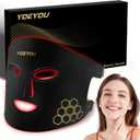 Red Light Therapy for Face, Infrared LED Face Mask Light Therapy 4 Light Waves with 850nm Near Infrared, Portable Rechargeable Red Light Therapy Mask Skincare Device for Facial Rejuvenation (Black)