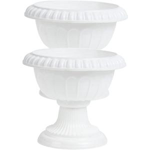 MERRYHAPY 2PCS Vintage Roman Flower Pot European Style Decorative Urn Planter for Front Door and Wedding Decor Durable Plastic Container for Silk and Dried Flowers