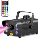 Sunolga Fog Machine with 6 LED Lights and 12 Colorful Light Effects, 500W Smoke Machine with Wireless Remote Control, 2500 CFM Fog for Halloween, Outdoor Parties, Stages, Weddings, Black