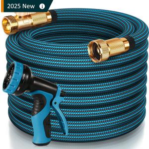 150 FT Garden Hose, 2025 New Flexible Water Hose 150FT with Leakproof Solid Brass Fittings, Reinforced Extra Strong Outer Fabric & Durable 3-layer Inner Core, Ultra Lightweight, No Kink, No Tangle