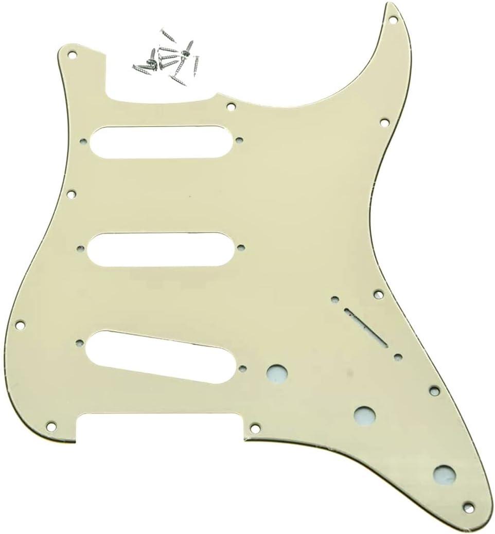 Dopro 11 Hole Vintage 62 Strat ST SSS Single Coil Pickups Guitar Pickguard Scratch Plate with Screws for American FD 62 Stratocaster Aged White 3 Ply