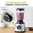 Simple Deluxe Food Processor Blender Combo, 300W Electric Food Processor for Slicing, Dough, Vegetables, 6 Cup Chopper for Meat and Puree, 2 Speeds Adjustable, Safety Lock with 1.5L Glass Jar, Black