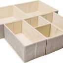 Criusia Underwear Drawer Organizer, 6 Set Foldable Underwear Drawer Organizer and Closet Dividers,Storage Box for Clothes, Socks, Underwear (6 Bins, Beige)