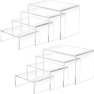 8Pcs Acrylic Display Risers(6",5",4"3") Clear Product Stand,Cupcakes Holder Dessert Display Transparent Showcase Stands, Candy Bar Risers, Acrylic Lifts Display for Figures