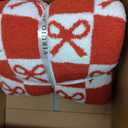 YIRUIO Red Checkered Throw Blanket with Bow Pattern, 50x60 Inches