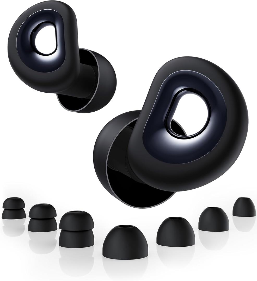 Ear Plugs for Sleeping 55dB Noise Cancelling Ear Plug with 8 Tips, 0.1Oz UltraComfy Ear Plugs for Noise Reduction for Concerts, Side Sleeper, Focus, Snoring, Silicone Reusable Earplug with Case (Charcoal)