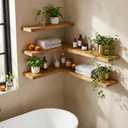 Dreamland 18 Inch Long Floating Shelves Set of 2, Rustic Solid Elm Wood Floating Shelf Wall Mounted, 8 Inch Deep Wall Shelves with Invisible Bracket for Living Room Bathroom Bedroom Kitchen, Natural, Flat Edge - 18"L