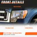 Headlight Assembly Compatible with 2009-2014 Ford F150 OE Style Pickup Chrome Housing Amber Reflector Headlamp Driver and Passenger Side (ONLY for halogen models)