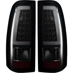 Tail Light Assembly Compatible With Chevy Silverado 1500 2500 3500 2003-2006 Driver and Passenger Side LED Smoke Black Rear Brake Lamps With Bulb Inside And Wiring Harness