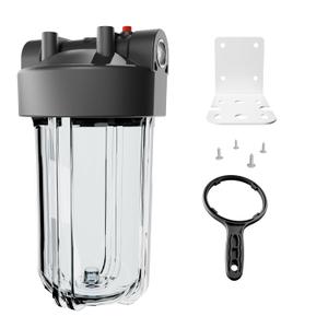 10" x 4.5" Whole House Water Filter Housing 1" NPT Stainless Steel Ports, Heavy Duty Clear Filter Sump Double O-Ring Leak-Proof with Pressure Release Valve Fits All 10x4.5 Filters