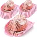 Wedding Light Up Cowboy Hat Led Cowboy Hat Lights Cowboy Cowgirl Hat for Wedding (Pink 10pcs)