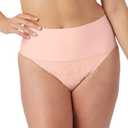 Maidenform womens Tame Your Tummy Shaping Lace Thong With Cool Comfort Waist Shapewear, Pink Pirouette Lace, Medium US