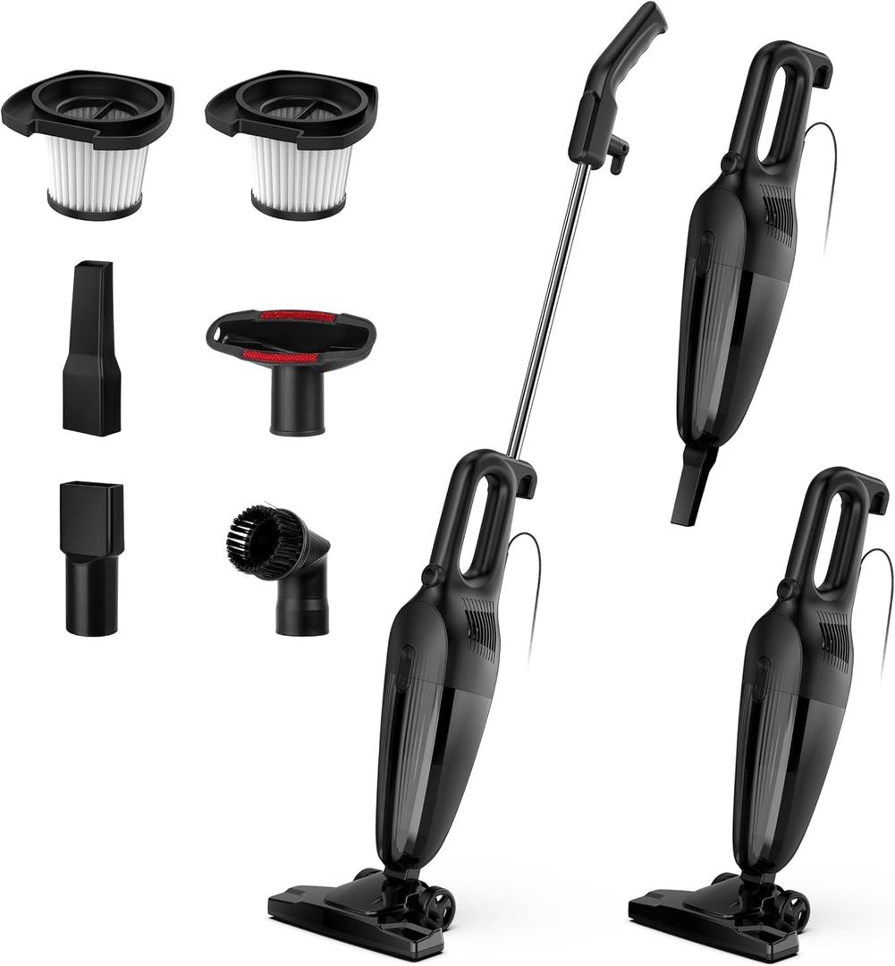 Zefiro 600W 28kpa Small Corded Stick Vacuum,16Ft Corded Handheld Vacuum Cleaners for Home, Hard Floor, Carpet, Pet Hair,Dorm,RV