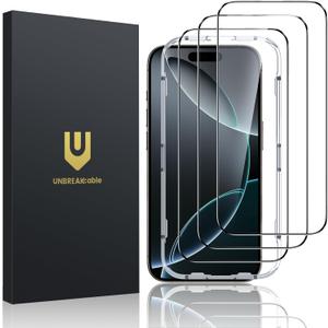UNBREAKcable 3-Pack Screen Protector for iPhone 16 Pro Max [Military Grade Shatterproof] Tempered Glass Screen for Apple 16 Pro Max [9H Hardness][Full Coverage][Bubble Free][Easy Installation]