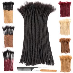 DAIXI 0.2cm & 0.4cm & 0.6cm & 0.8cm Thickness 10 Inch 10 Strands 100% Real Human Hair Dreadlock Extensions for Man/Women Permanent Loc Extensions Bundles Can Be Dyed Bleached Curled and Twisted