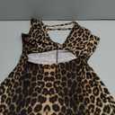 WDIRARA Women's Sexy Romper Leopard Hollow Out Backless Sleeveless Halter Bodycon Short Jumpsuit (Brown) S