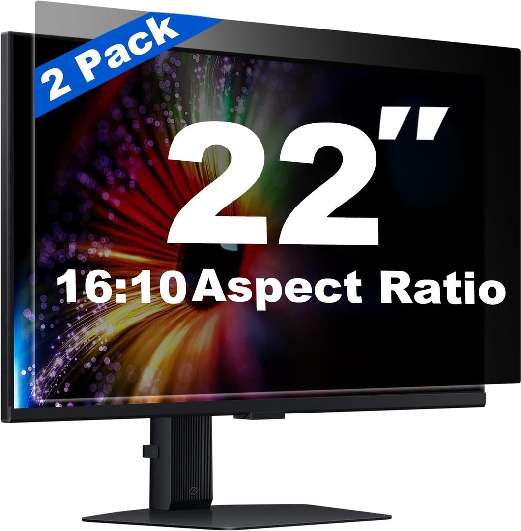 [2 Pack] 22 Inch Computer Privacy Screen for 16:10 Aspect Ratio Widescreen Monitor, Eye Protection Anti Glare Blue Light Filter Shield, Removable Anti-Scratch Anti Spy Protector