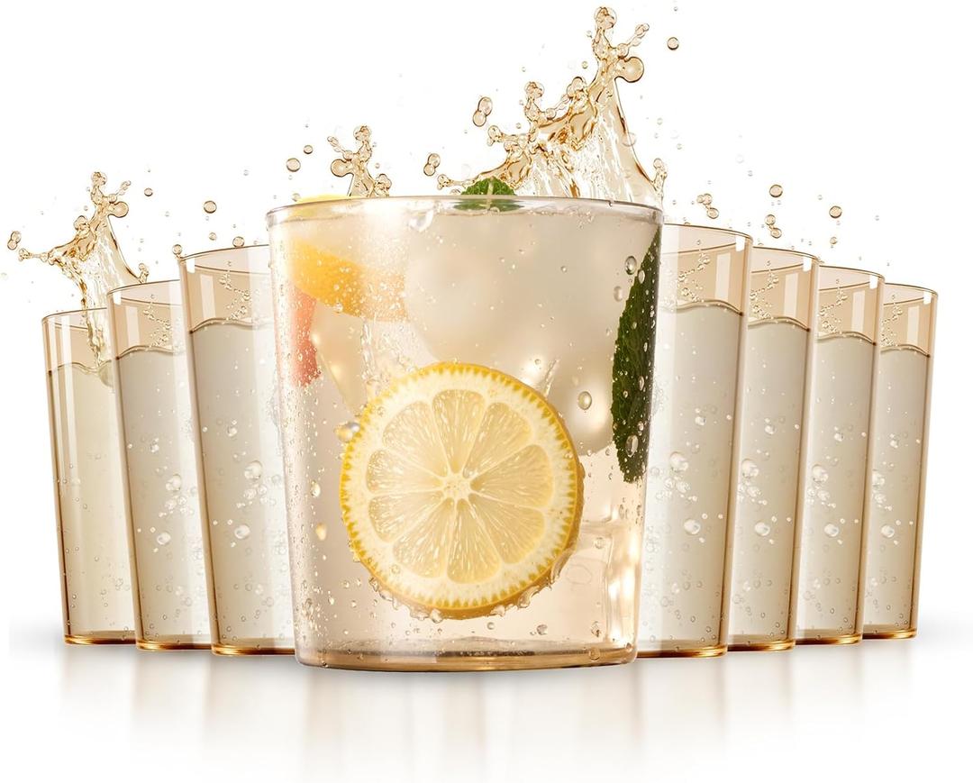 Liacere Plastic Drinking Glasses (Set of 12) 14 oz Brown Reusable Plastic Glasses ColorsKitchen Water Glasses Cup, Bar Tumbler Glassware Set for Beer, Juice, Cocktail, Whiskey, Milk