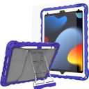 Case for iPad 9th/8th/7th Generation, iPad 10.2inch Case (2021/2020/2019), Shockproof with Screen Protector, Pencil Holder & Shoulder Strap,Handle Stand, Apple iPad 10.2 Inch (Blue)