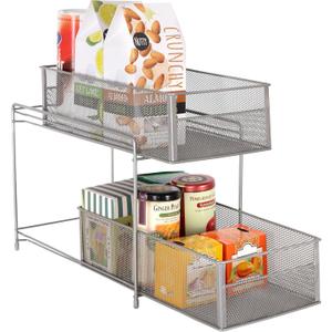 Seville Classics 2-Tier Metal Mesh Sliding Cabinet Baskets