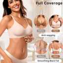 Vertvie Womens Seamless Jelly Bras No Underwire Comfort Push Up Bras Buttery Soft Wireless Bralette Full Coverage Sports Bra (Beige, L)