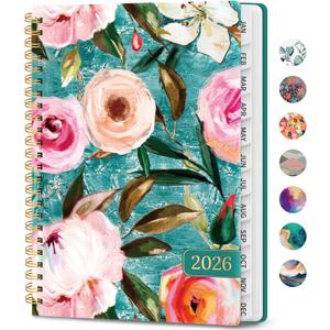2 x 2026 Planner, Weekly and Monthly Calendar Planner Book, January 2026 - December 2026, Hardcover Spiral Planner with Monthly Tabs, Notes Pages, Perfect for Women & Men, A5 (6.4" x 8.5") - Oil