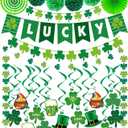 4 x St Patricks Day Decorations Pre-Assembled Shamrock Lucky Banner Garlands Clover Hanging Swirls Irish Decor for Home Saint Patrick Party Supplies