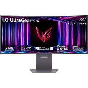 LG 34GS95QE 34-inch Ultragear OLED Curved Gaming Monitor WQHD 1440p 800R 240Hz 0.03ms AMD FreeSync Premium Pro NVIDIA G-Sync HDMI 2.1 DisplayPort Tilt/ Height/ Swivel Stand Black
