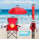 Yuntau 1 Set Beach Chair with Umbrella Foldable Camping Chair Fold up Umbrella with Universal Clamp Large Portable for Outdoors Fishing Camping Hiking Travel Picnic Beach(Red,Classic)