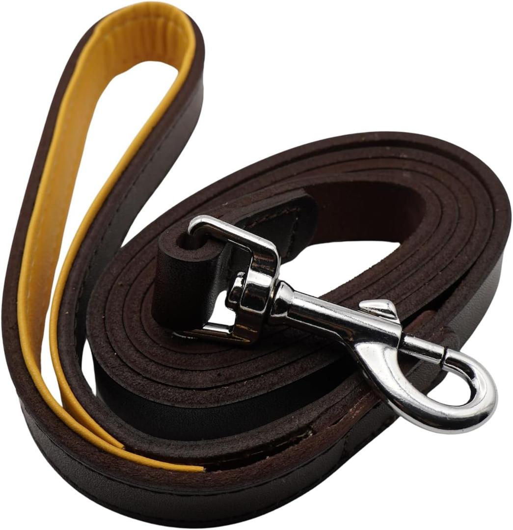 Leather Dog Leash - Great for Training - All Leather Lead- Dog Walking for Life (Brown)