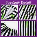 Halloween Black and White Striped Blazer Suit for Men Tie Shirt Green Face Sticker Outfit Costume (L)