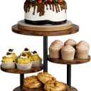 Cupcake Stands for 50 Cupcakes 4 Tier Wooden Cake Holder 360°Rotatable Dessert Stands Round Tiered Tray Stand for Party Birthday Wedding Baby shower Afternoon Tea Dessert Table, Vintage Brown