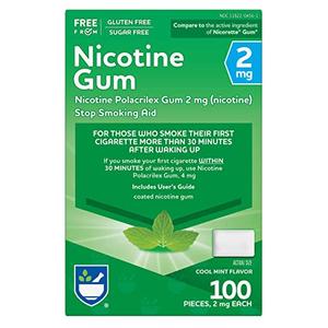 Rite Aid Nicotine Gum, Cool Mint Flavor, 2 mg - 100 Count | Quit Smoking Aid | Nicotine Replacement Gum | Stop Smoking Aids That Work | Chewing Gum to Help You Quit Smoking | Coated Nicotine Gum