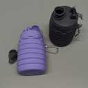 Collapsible Water Bottles Travel Water Bottle Sports Portable Sport Water Bottle Reusable Water Bottles Comes With Mountaineering Buckle 500ml Silicone Water-Proof Camping Water Bottle (Purple+Grey)