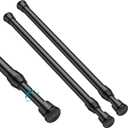 Set of 2 Small Tension Curtain Rod 11 to 19 Inch, Black Short Curtain Rods No Drilling, Loaded Expandable Spring Curtain Rods for Kitchen, Closet, Cupboard, Door, Bookshelf