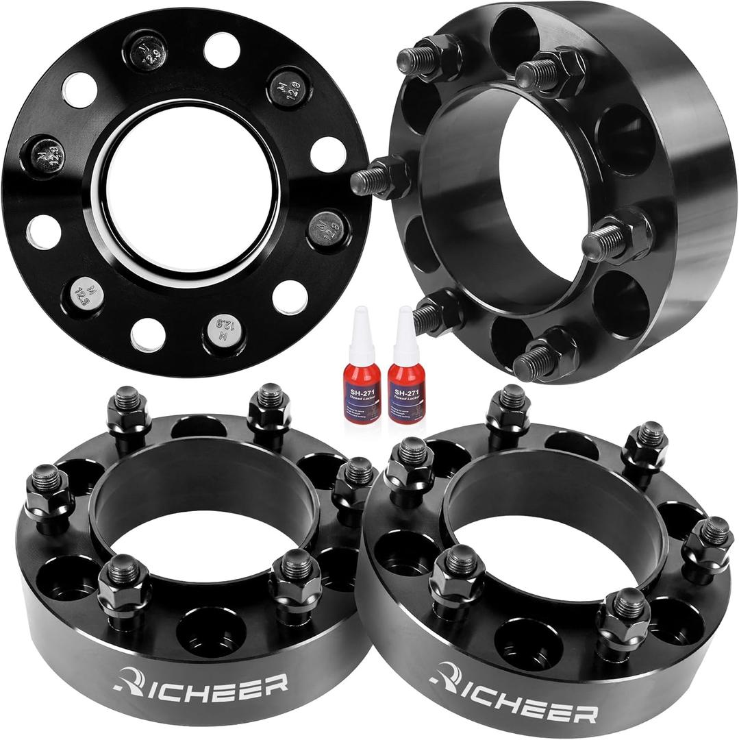 Richeer 6x5.5 Wheel Spacer for 1995-2023 Tacoma, 1989-2023 4Runner, 2'' 6x139.7mm Hubcentric Wheel Spacers with 12x1.5 Studs & 106mm for Tundra FJ Cruiser Sequoia GX470 GX460