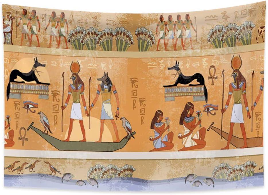 Haoyiyi Egyptian Tapestry Wall Hanging Ancient Egypt Mythology Culture Tapestry Pharaohs Hieroglyphic Carvings Tapestries for Bedroom Living Room Dorm Decor 70.9x63 Inches