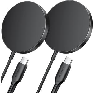 for iPhone 17 MagSafe Charger 2-Pack, JSAUX 15W Magnetic Wireless Charger for MagSafe Charger, iPhone 17e/17 Air Pro Max/16/15/14/13/12 Series/Airpods, Mag Wireless Charging Pad-Black