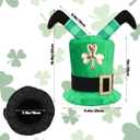 St. Patrick Day Tree Topper Hat, Green Velvet Elf Legs Hat with Shamrock, St. Patrick's Shamrock Top Cap for Holiday Home Decor, Irish Party Supplies and Christmas Ornaments