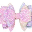 Glitter Bow Hair Clip 4 Layers Sparkly Sequin Hair Bows 3.6 Inch Kids Girls Holiday Cheer Hair Accessories for Christmas Birthday, Rainbow