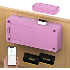 Smart Cabinet Lock, Anweller Hidden No Drill Adhesive Magnetic Baby Proofing Child Proof Drawer Locks, Keyless RFID Bluetooth Cabinet Locks for Adults File Kitchen Cupboard Closet Liquor - Pink