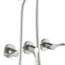 3 Handles Shower Faucet Set with Tub Spout Bathtub Shower Faucet Combo Set Shower System Complete Tub and Shower Trim Kit Brushed Nickel Wall Mounted Shower Fixtures