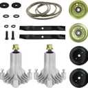 42 Inch Deck Rebuild Kit for Craftsman LT1000 LT2000 Poulan for Husqvarna Models, 2 Spindles 130794 532130794, 2 Blades 134149 138498 138791, 95 1/2" Belt 144959, Pulleys 129861 173436 153535